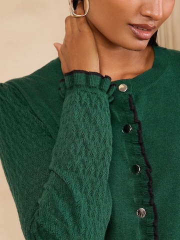 Cardigan love & roses en vert