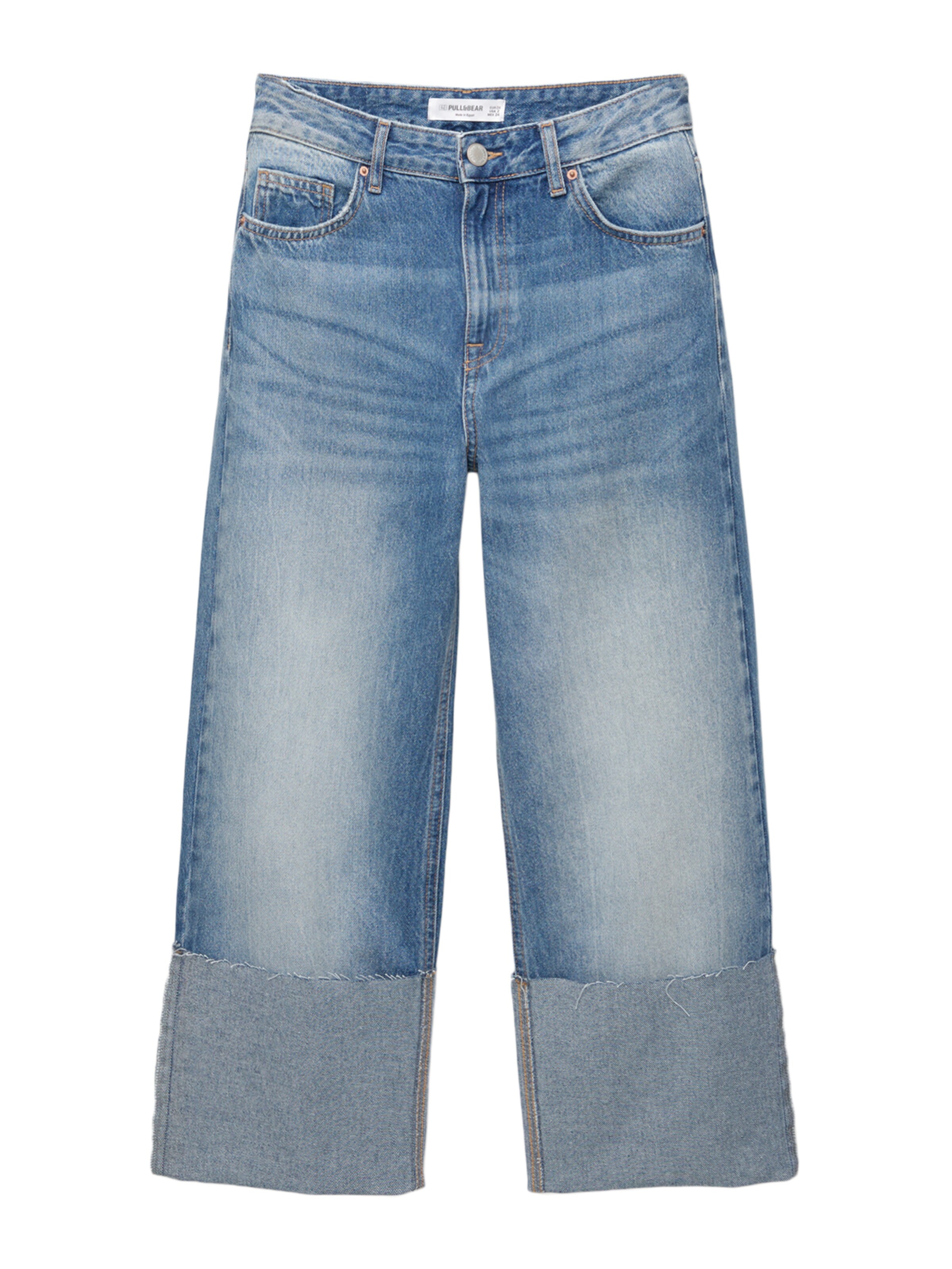 Pull&Bear Vrečasti Kavbojke | modra barva: sprednja stran