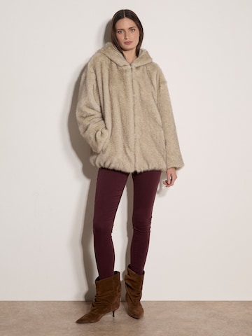 Apricot Soft  Fur Hooded Jacket ' ' in Beige
