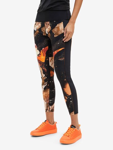 Desigual Skinny Legíny 'Flora' – černá: přední strana