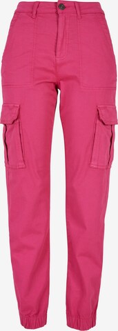 Pantalon cargo Urban Classics en rose : devant