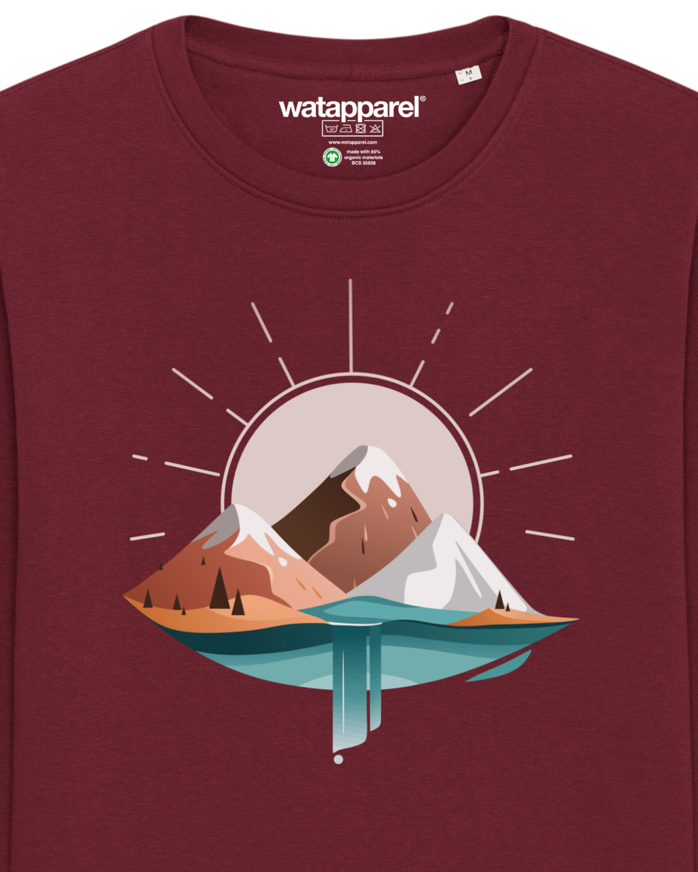 Felpa ' Sunrise & Lake ' di Watapparel in rosso