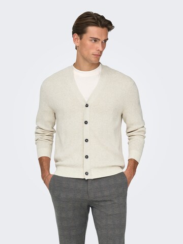 Only & Sons Knit Cardigan 'ONSting' in White: front