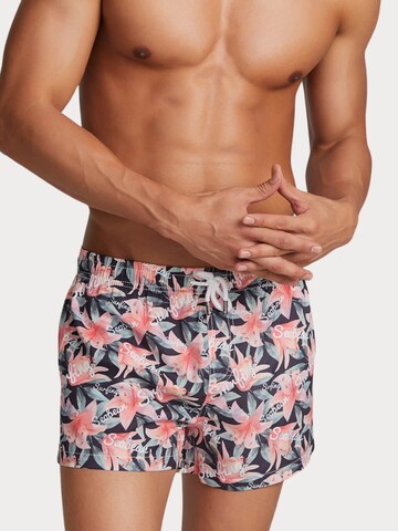 SEOBEAN Board Shorts 'Beach Shorts Quick-Dry Blumen' in Black: front