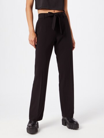 s.Oliver BLACK LABEL Wide leg Trousers with creases in Black: front