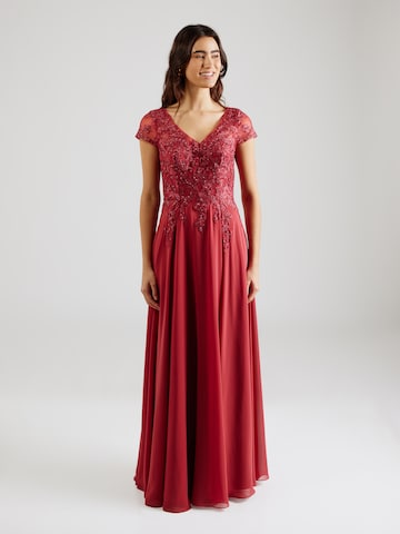 LUXUAR - Vestido de noche en rojo: frente