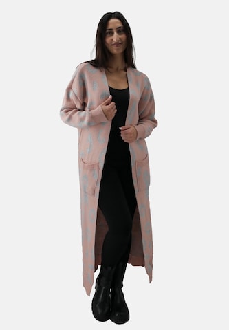 Elara Gebreide mantel in Roze: voorkant