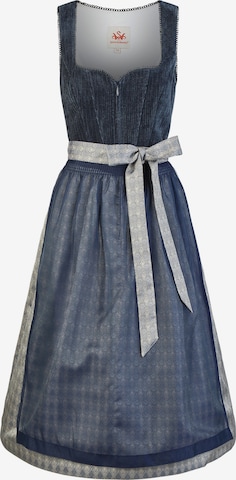 SPIETH & WENSKY Dirndl 'Hildor' mit Herzchen-Ausschnitt, Samt Cordoberteil in Blau: Vorderseite