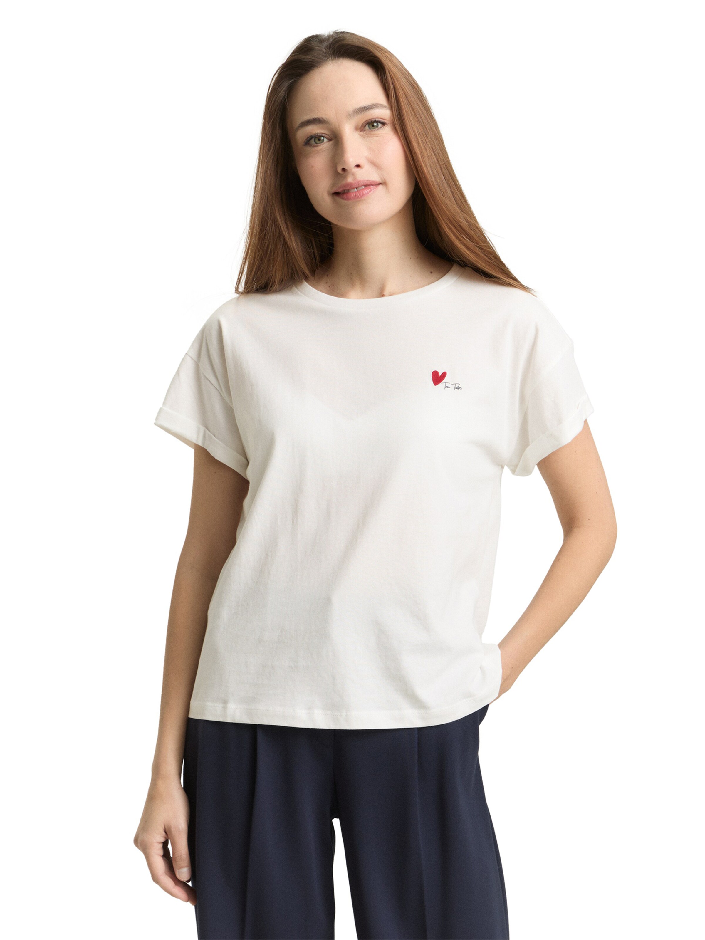 Tricou de la TOM TAILOR pe alb: față