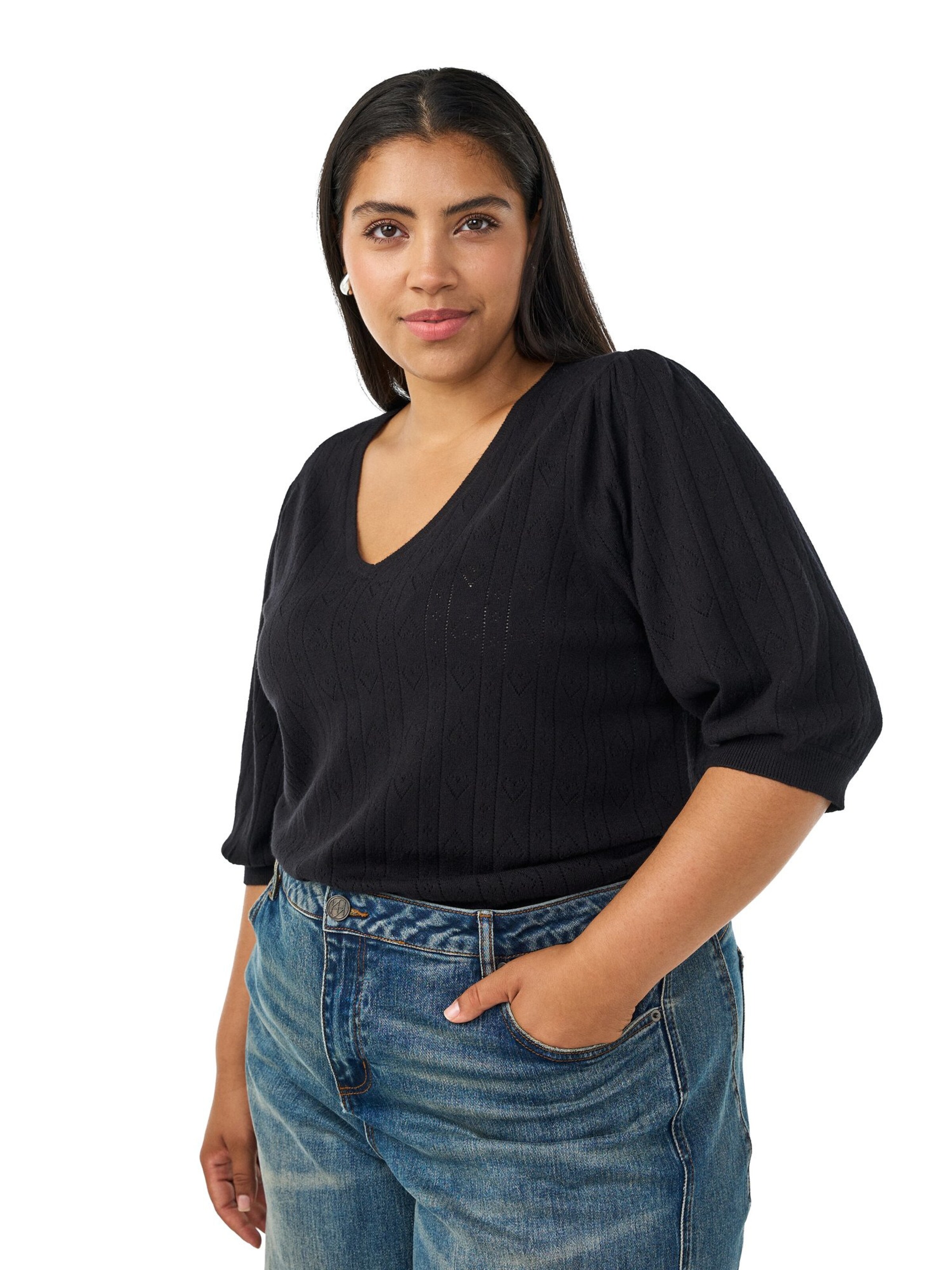 Zizzi Blouse 'MELLA' in Zwart