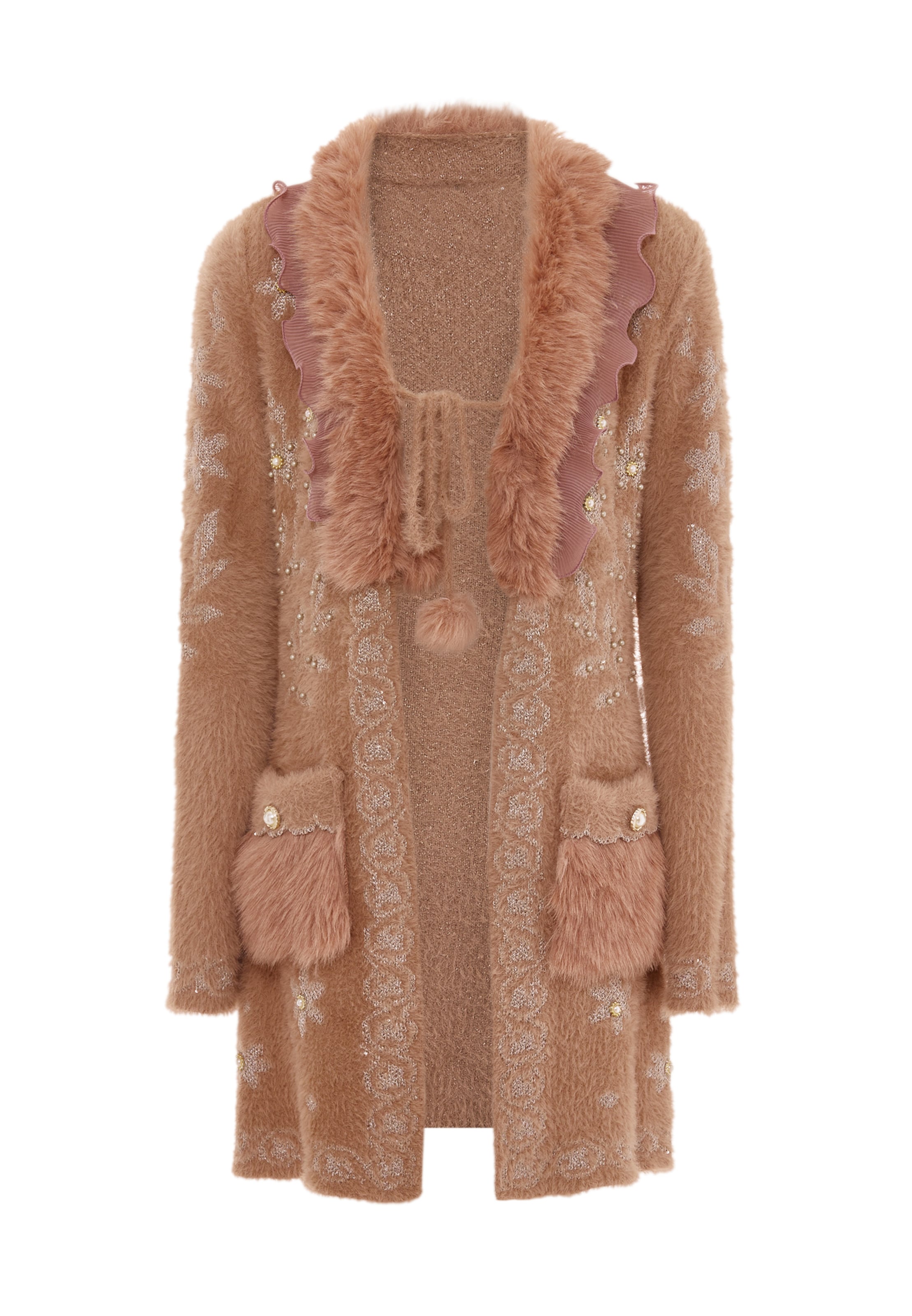 faina Плетена жилетка в розово: отпред