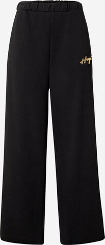 HUGO Loose fit Pants 'Nasuede' in Black: front