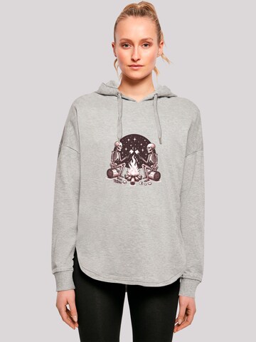Sweat-shirt 'Skelette Lagerfeuer Marshmallow' F4NT4STIC en gris : devant