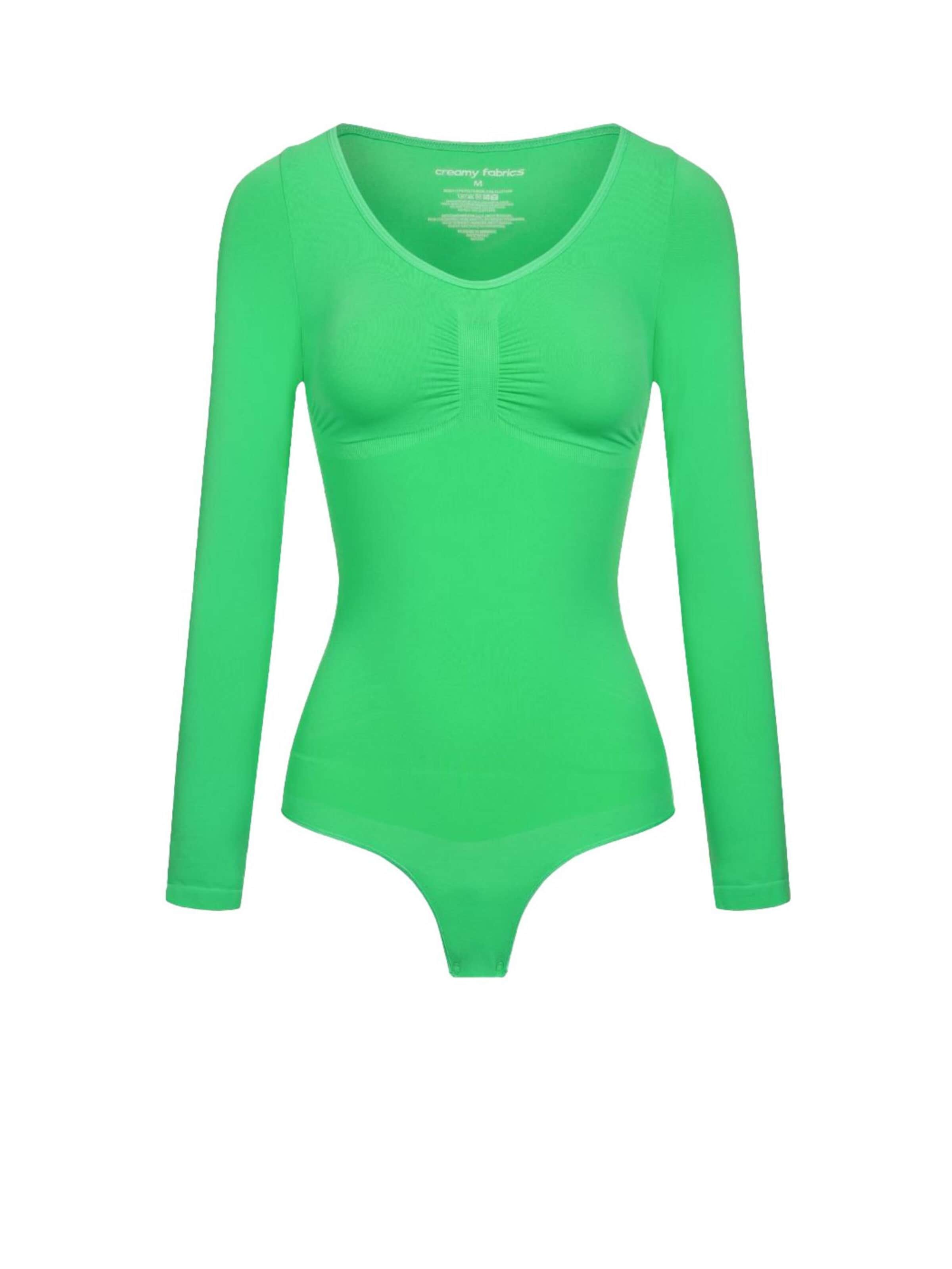 Body modelant 'Bodysuit Sculpting Shapewear Longsleeve mit String' cfab (formerly creamy fabrics) en vert : devant