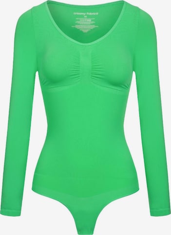 cfab (formerly creamy fabrics) Shapingbody 'Bodysuit Sculpting Shapewear Longsleeve mit String' in Groen: voorkant