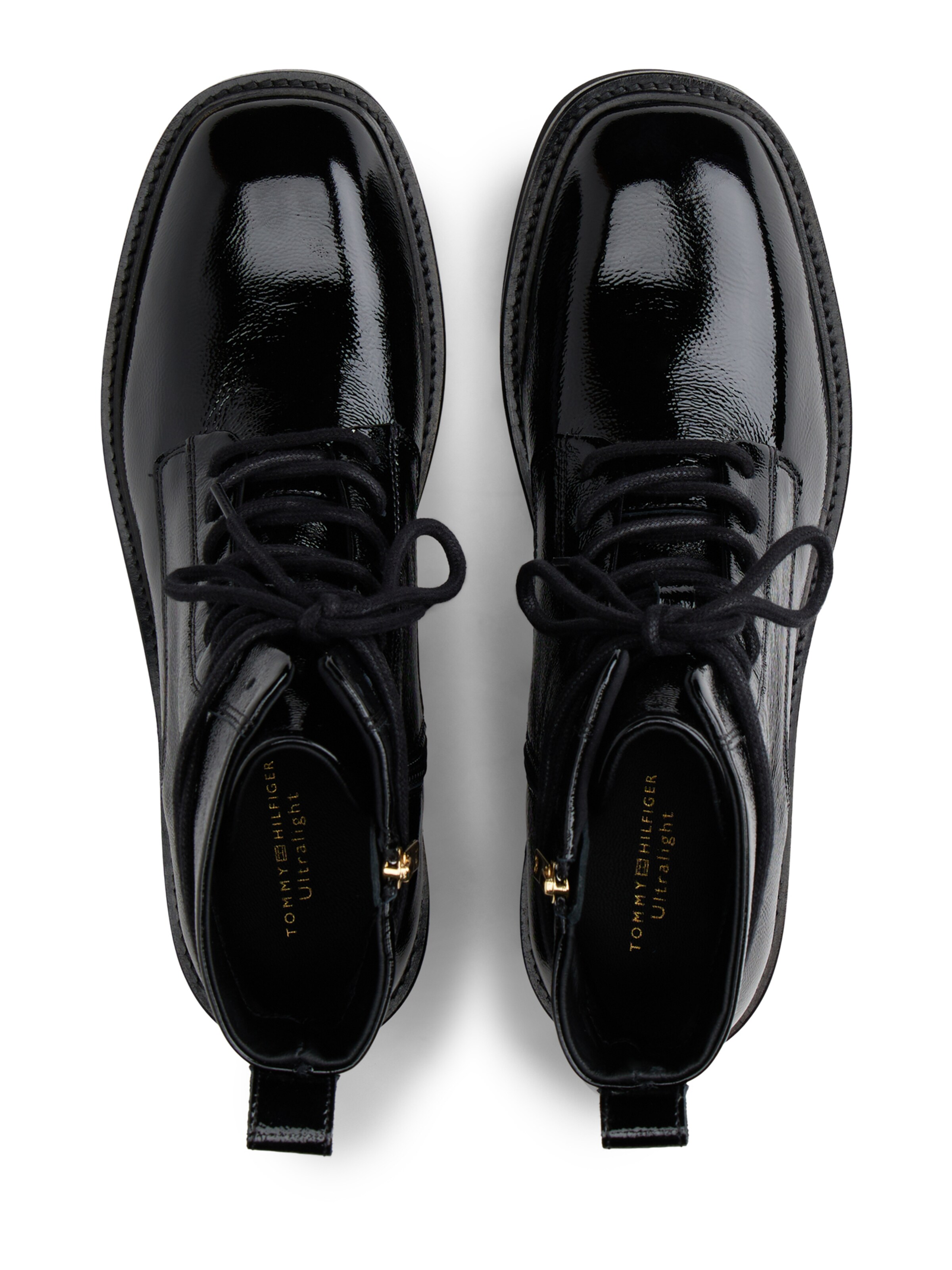 TOMMY HILFIGER Fűzős rövid szárú csizmák - fekete