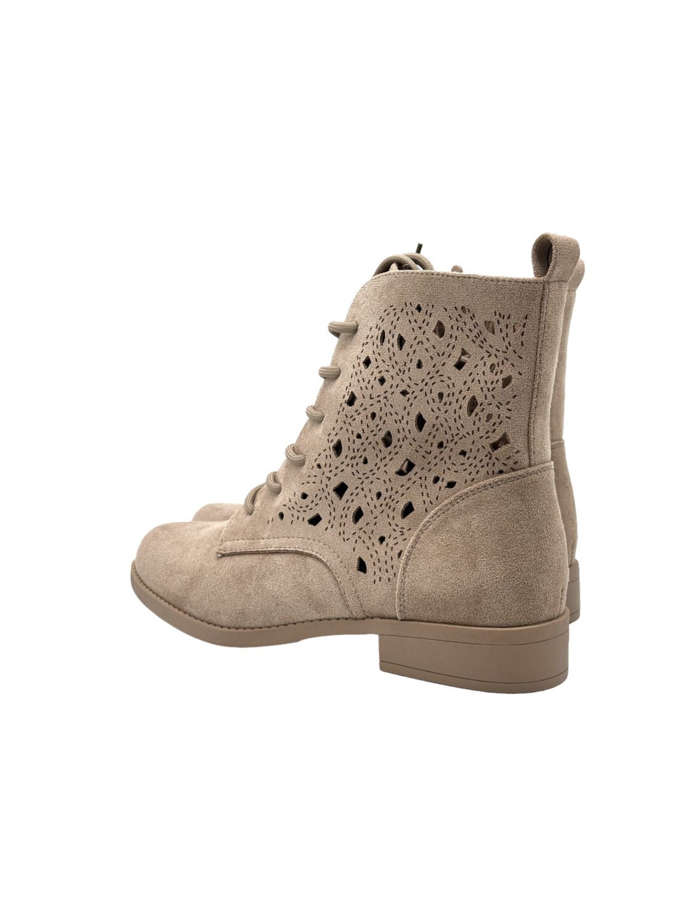 Nowaland Lace-Up Ankle Boots in Beige