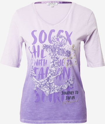 Soccx T-Shirt 'Konnichiwa' in Lila: Vorderseite