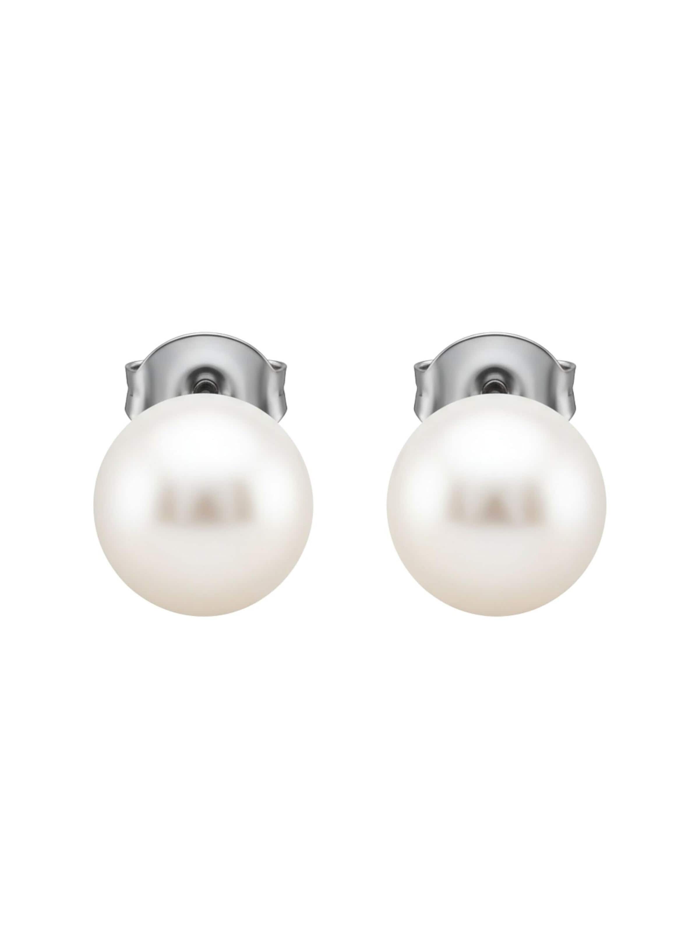 Maxte Earrings 'Ohrstecker aus Chirurgenstahl mit Synthetischer Perle 8 mm Hochglanzpoliert' in White: front