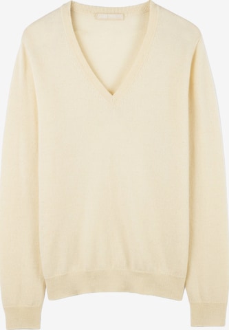 GOBI Cashmere Trui 'Women's Essential Cashmere V-Neck Sweater' in Wit: voorkant