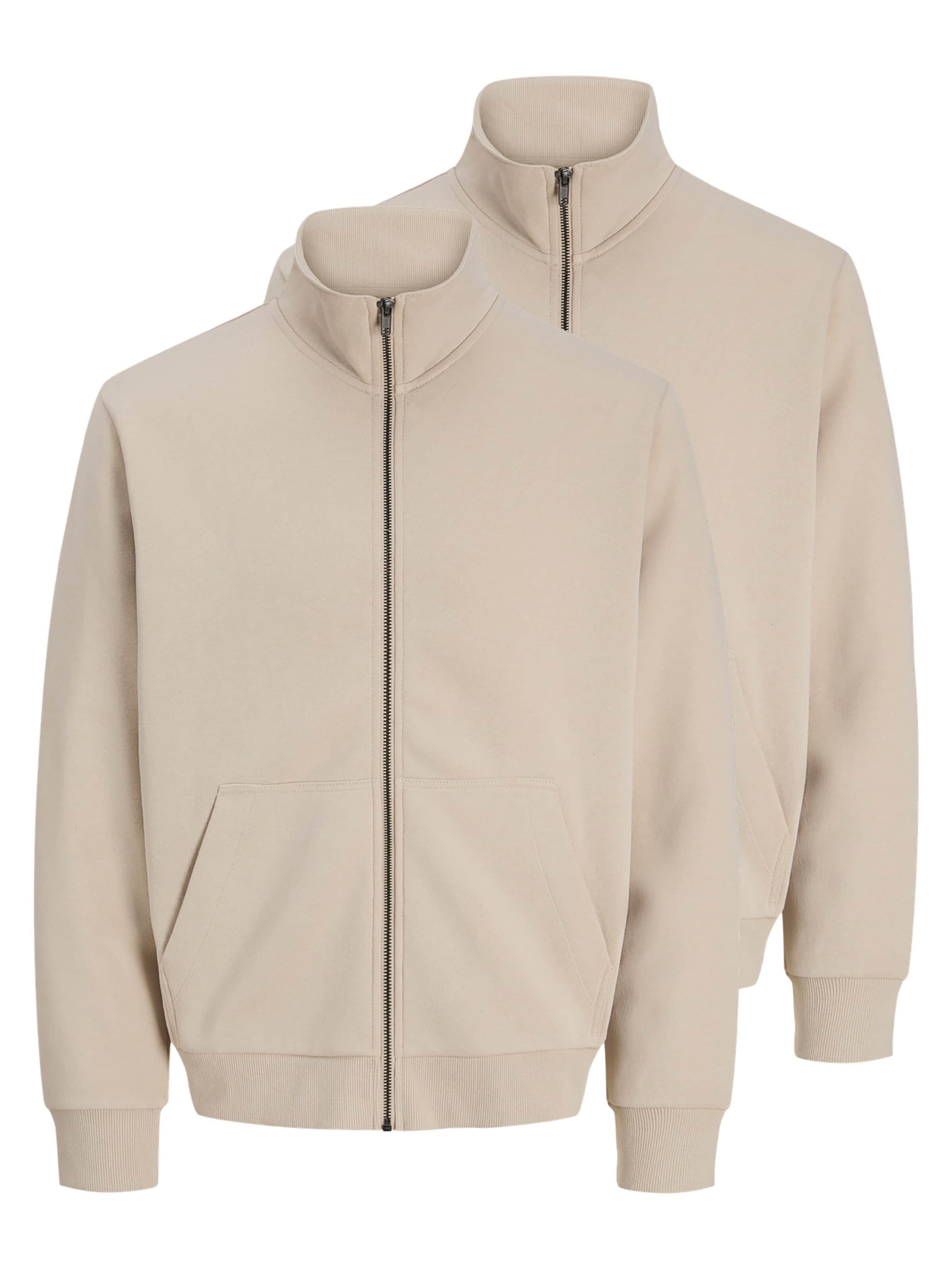 JACK & JONES Sweatjacke 'Bradley'‌‌‌ in Beige: Vorderseite