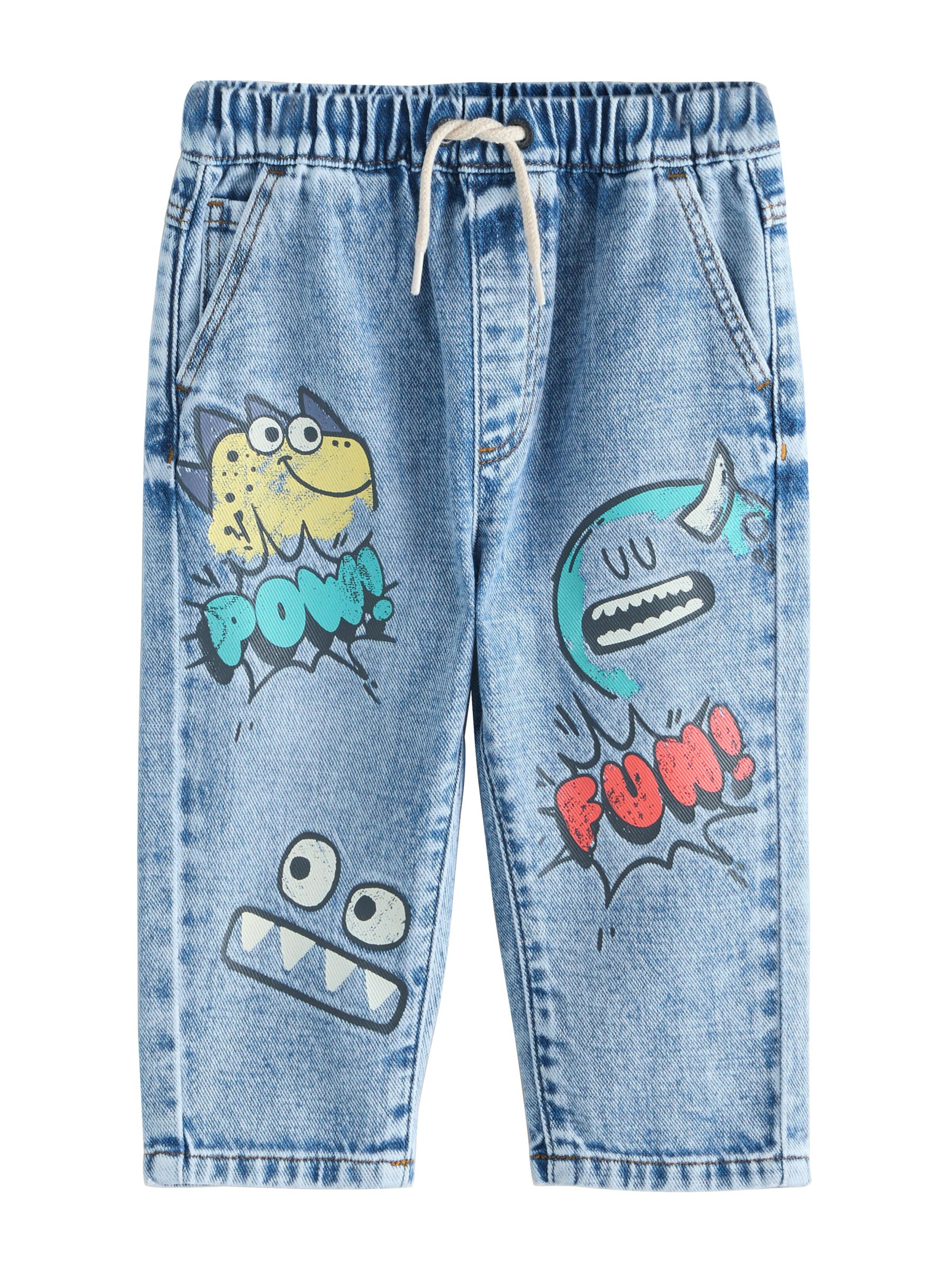 Jeans 'Monster Graffiti' Next pe azur / albastru denim / galben / roșu, Vizualizare produs