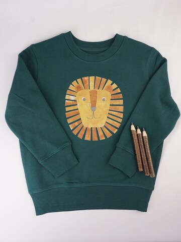 MelaDi Pullover 'Meladi Kinder Sweater aus Biobaumwolle - Löwe auf Forrest Green'‌‌‌ in Grün