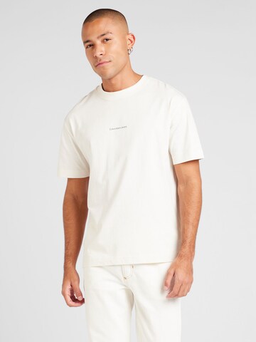 Calvin Klein Jeans Tričko 'CITY GRID MAP' – bílá