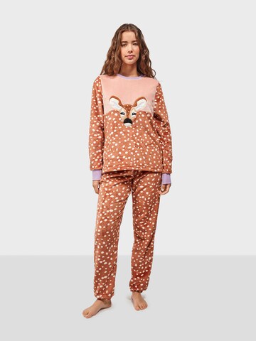 Gisela - Pijama 'Set' en marrón: frente