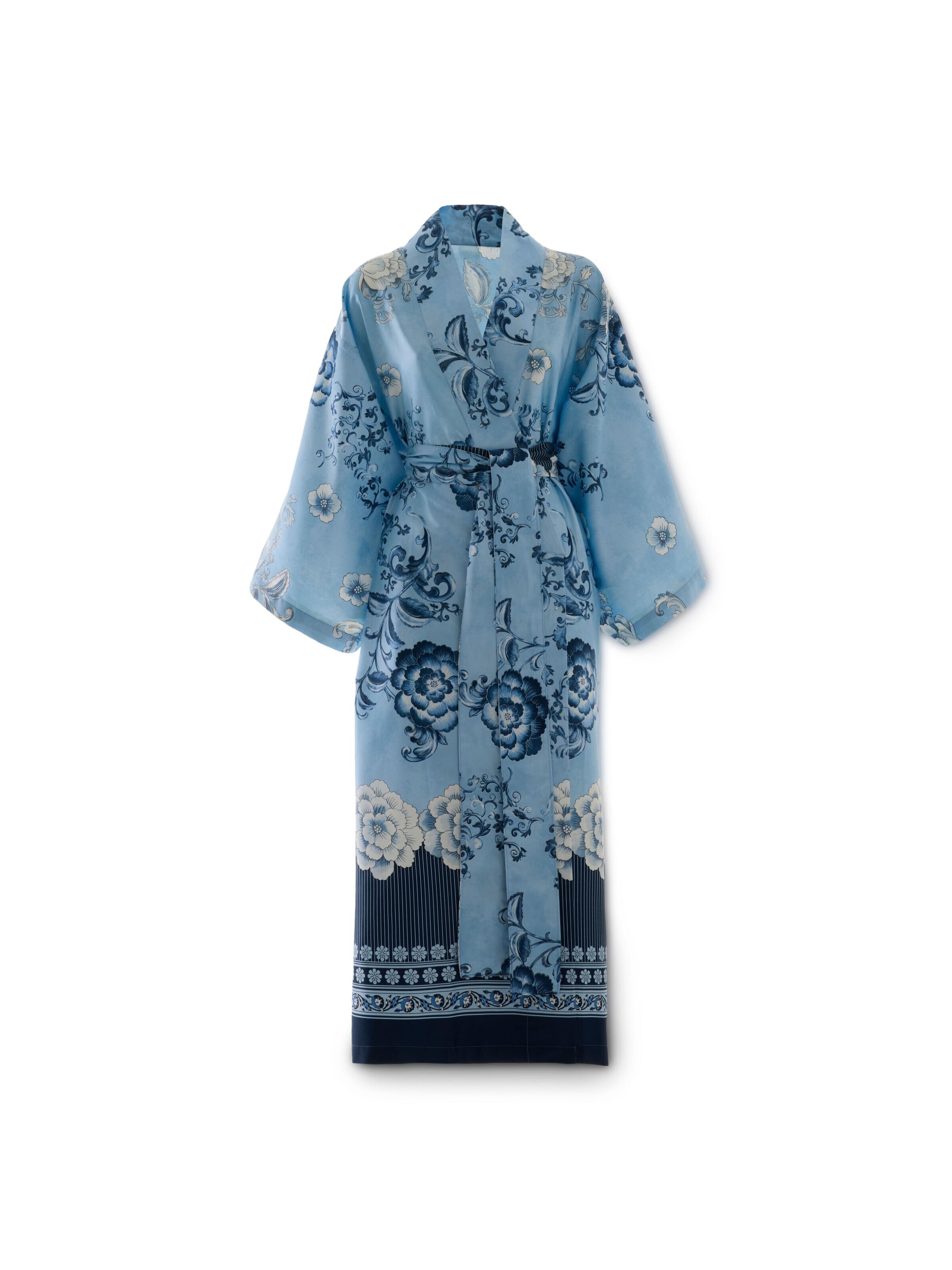 BASSETTI Kimono 'PARAGGI'  aus reinem Baumwollsatin in Blau