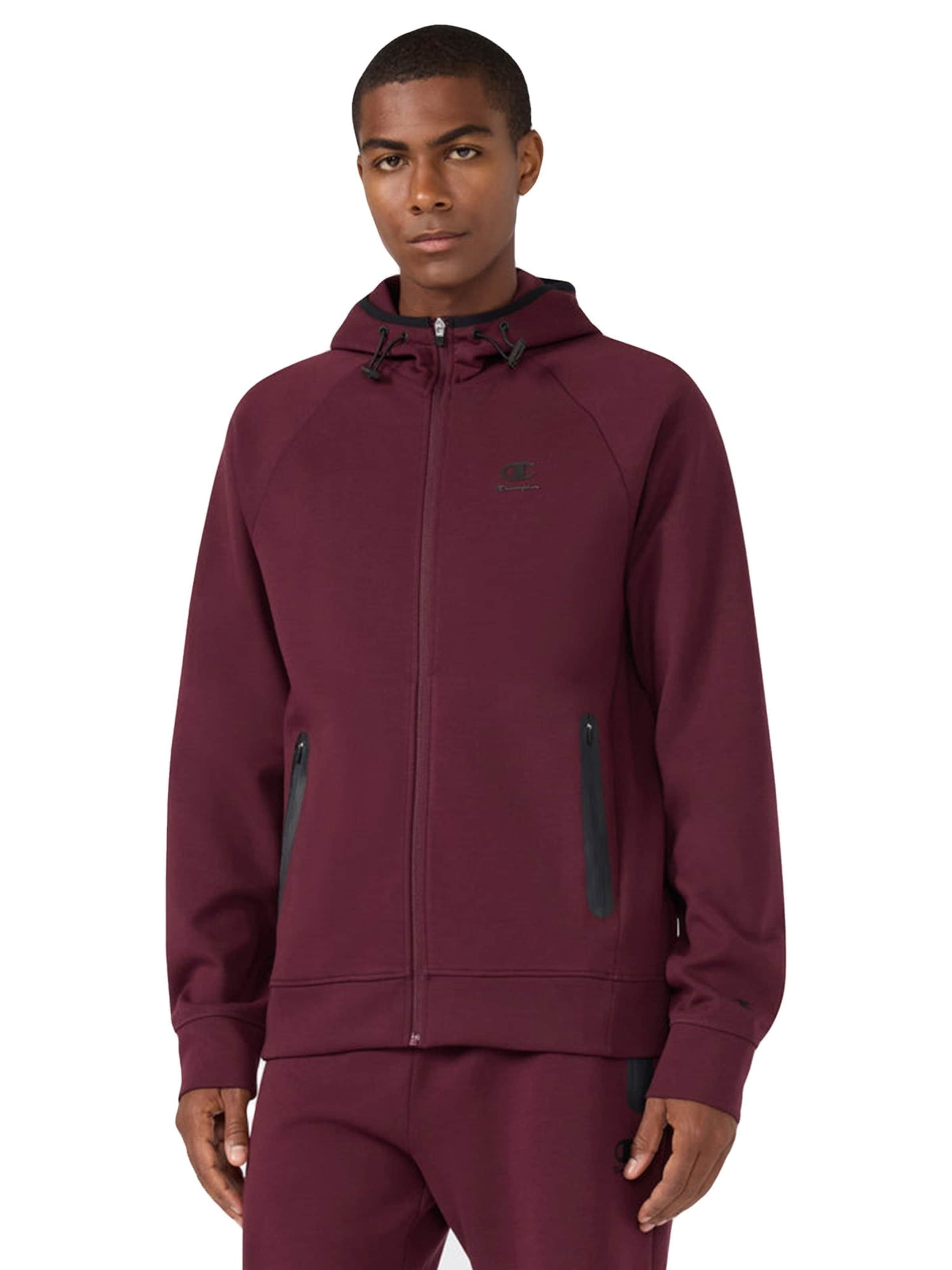 Champion Sweatjakke 'HOODED FULL ZIP SWEATSHIRT NEW MAROON' i rød: forside