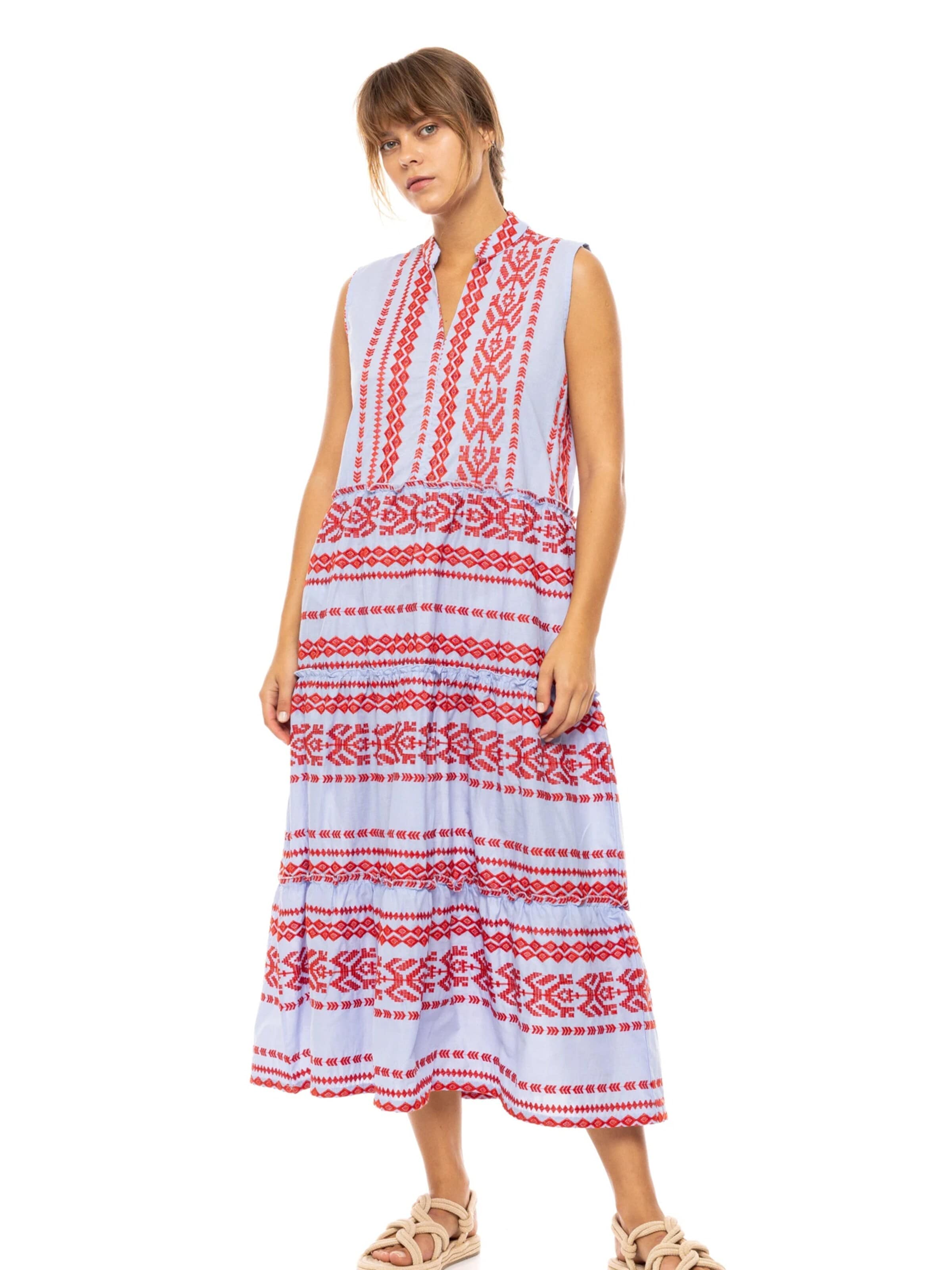 Pink Label - Vestido de verão 'BEACHWEAR LONG EMBRODERY ICE BLUE' em azul
