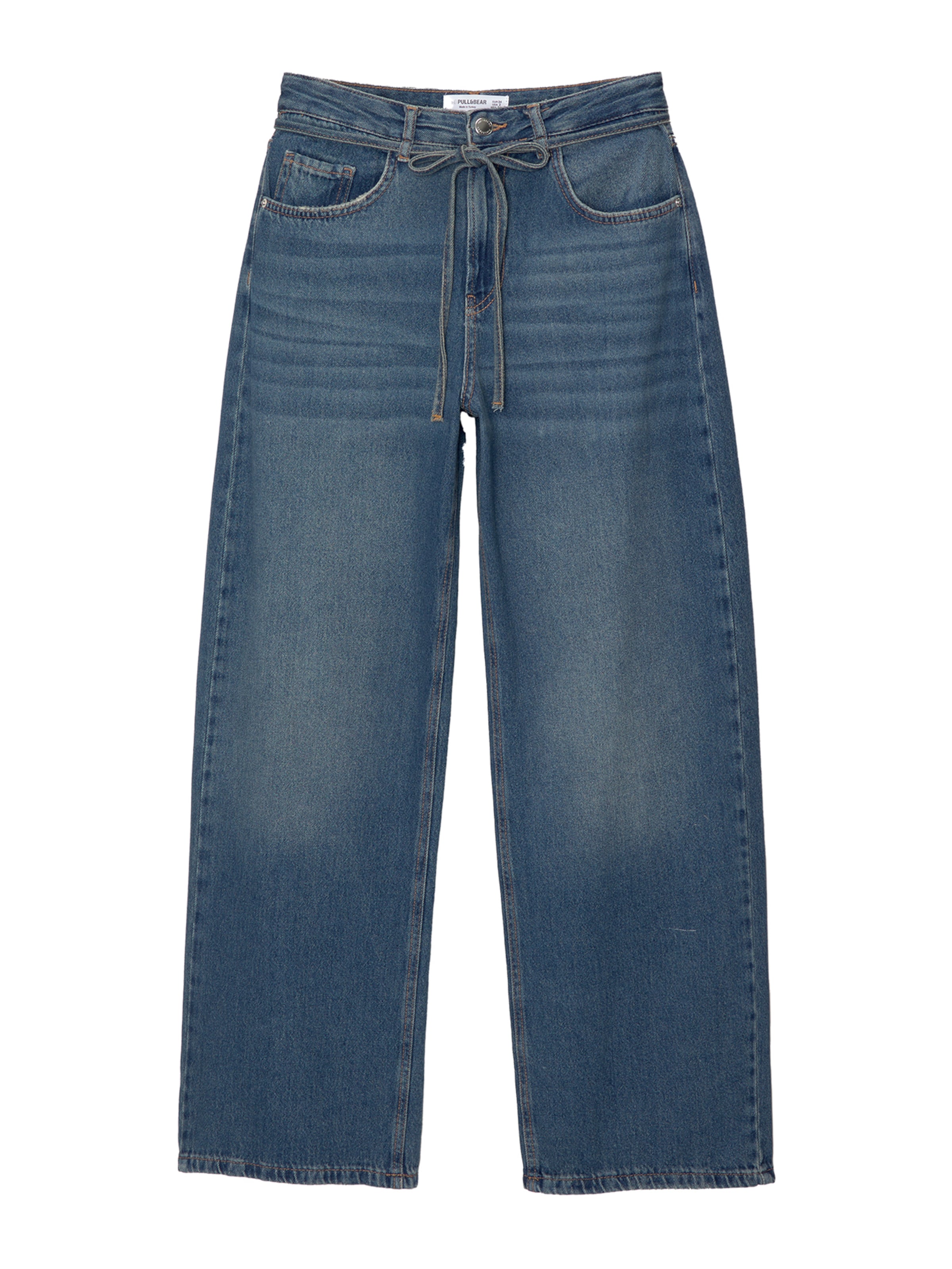 Pull&Bear Широки крачоли Дънки в синьо: отпред