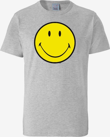 LOGOSHIRT Shirt 'Smiley' in Grijs: voorkant