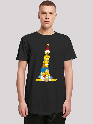 F4NT4STIC T Shirt 'The Simpsons Family Christmas Tree' in Schwarz: predná strana