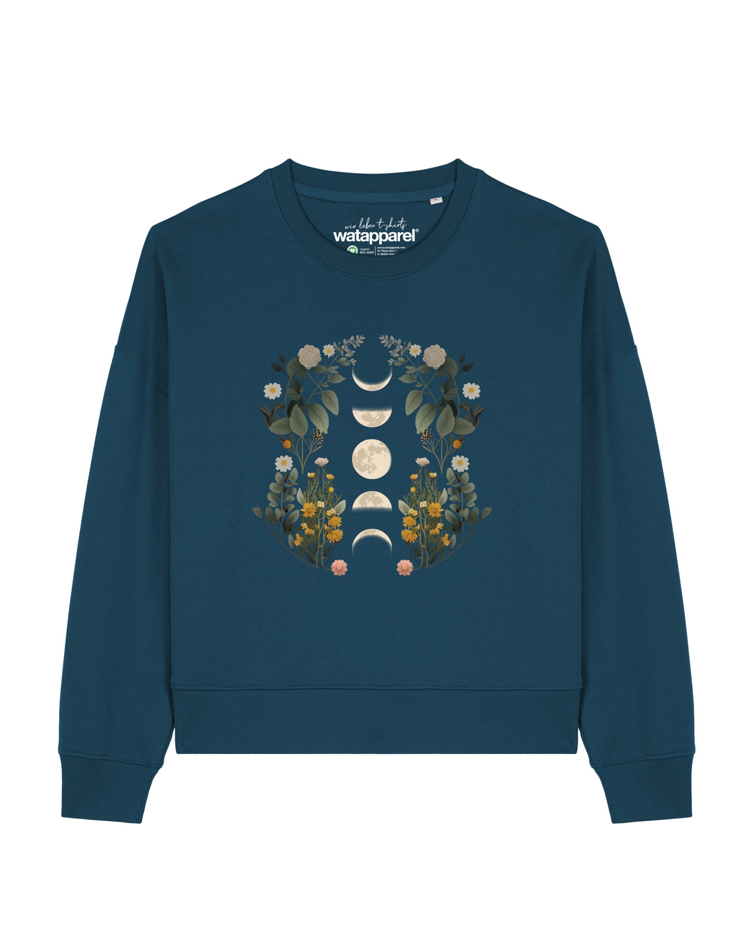 Sweat-shirt 'Moonphases & Flowers' Watapparel en vert : devant
