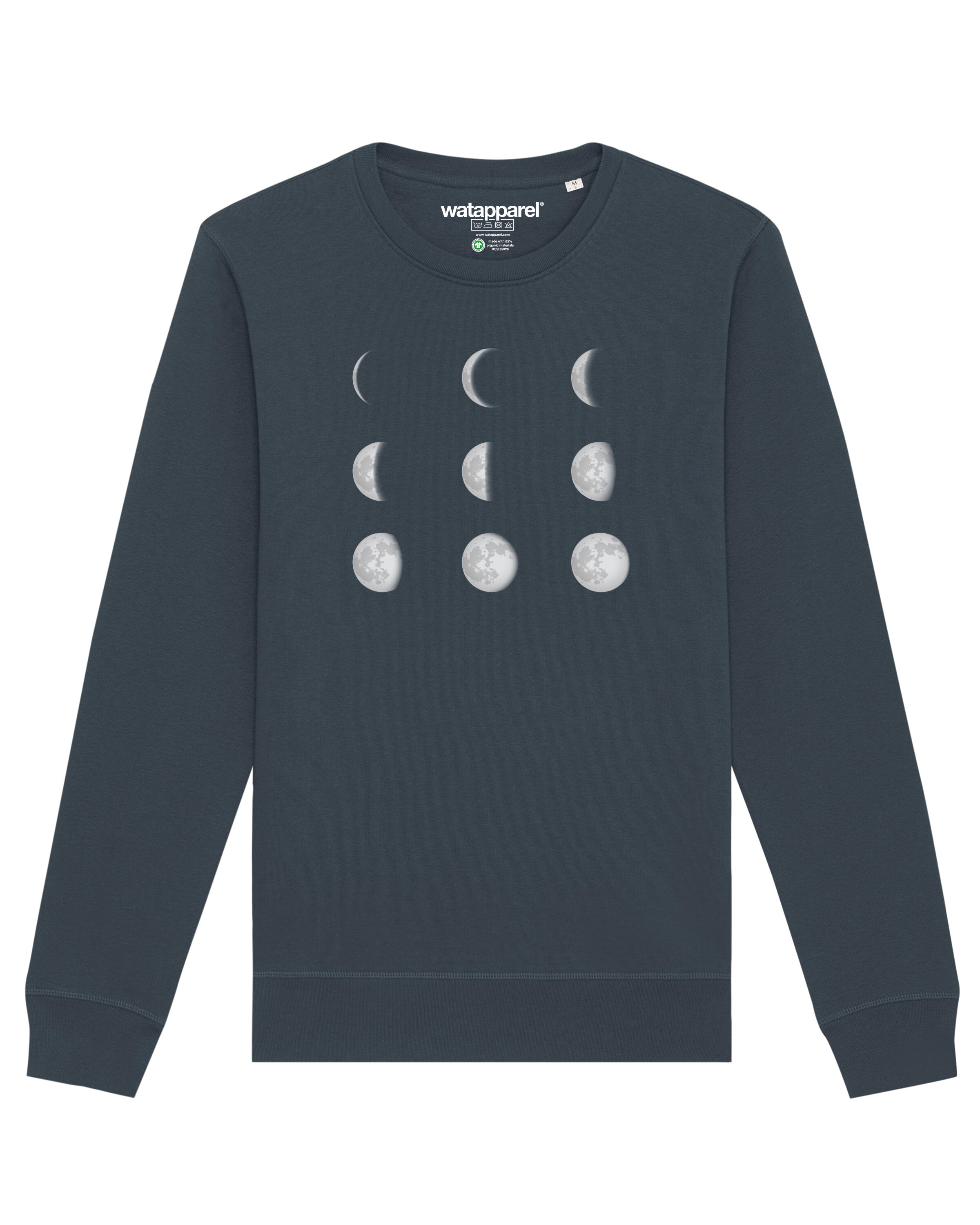 Watapparel Sweatshirt ' Moonphases ' in Grau: Vorderseite