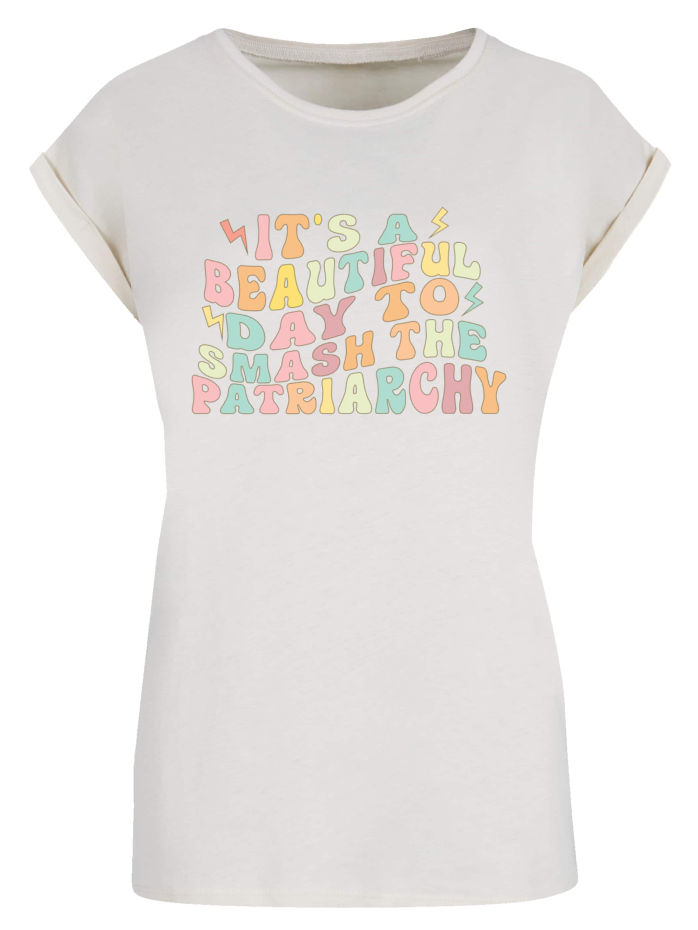 F4NT4STIC Shirt 'Girl Power Patriarchat' in Beige: voorkant