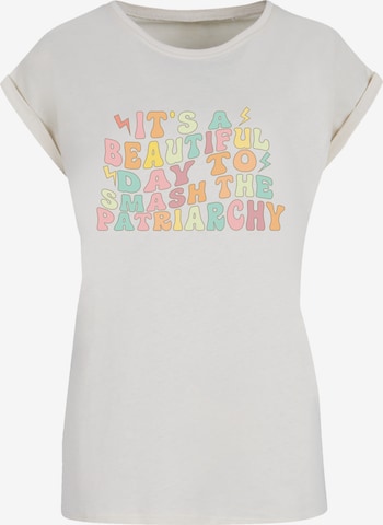 F4NT4STIC Shirt 'Girl Power Patriarchat' in Beige: voorkant