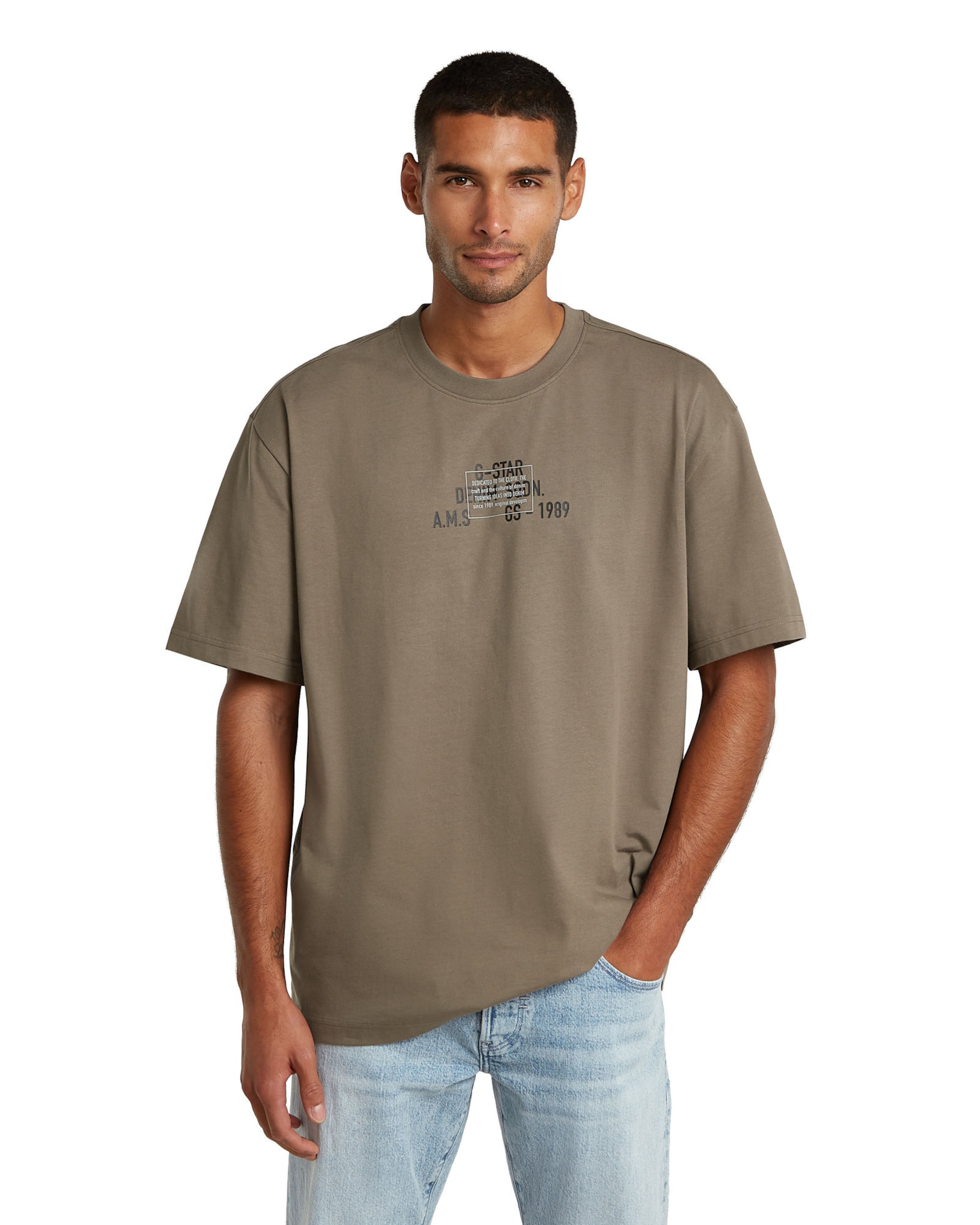 G-STAR T-Shirts- 'Multi Technique Graphic Relaxed' in Braun: Vorderseite