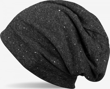 styleBREAKER Mütze 'Beanie mit Strass Nieten Applikation' in Schwarz: Vorderseite