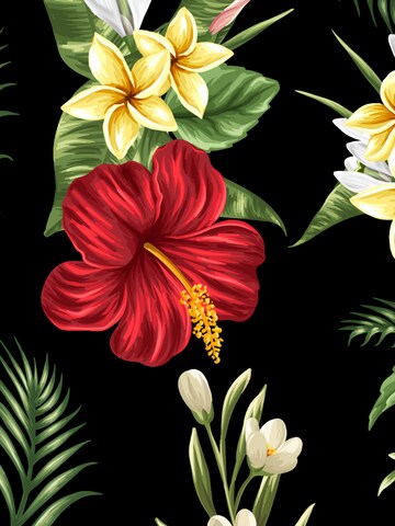 Hawaiihemdshop.de Regular fit Button Up Shirt 'Colourful Flowers' in Black