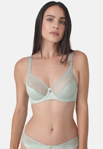 sassa Minimiser Bra 'Dot & Blossom' in Green: front