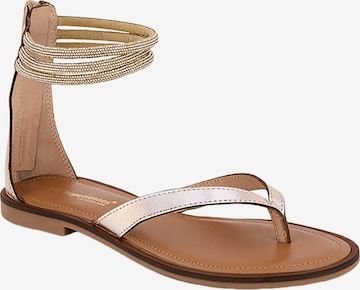 Les Tropéziennes Sandaal 'Flache Ledersandalen „Les Hodixy“' in Goud: voorkant