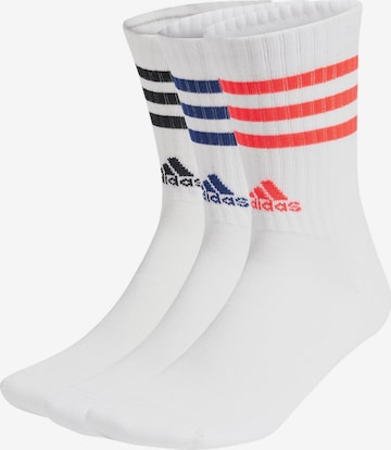 ADIDAS PERFORMANCE Athletic Socks '3-Stripes Cushioned Crew 3 Pairs' in White: front