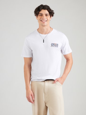 JACK & JONES Тениска 'JJGEPLAS' в бяло: отпред