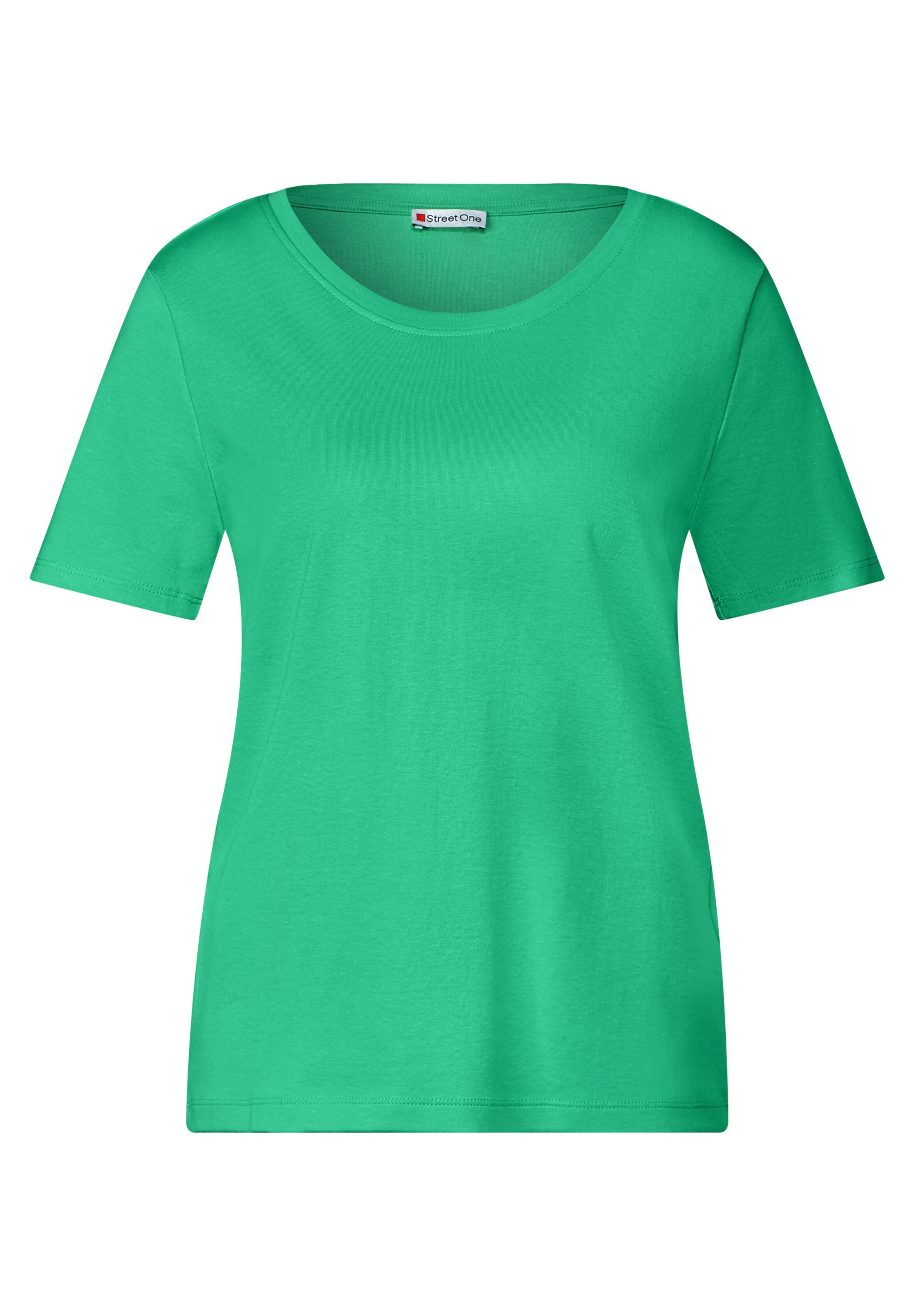 STREET ONE Basic Rundhalsshirt in Grün: Vorderseite