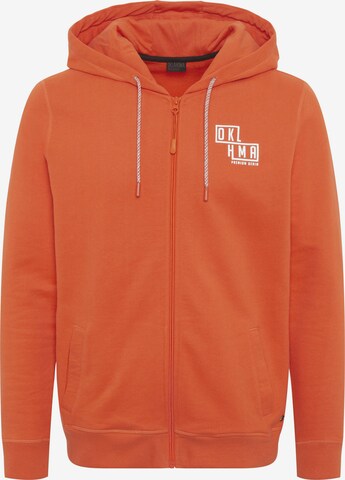 Oklahoma Jeans Zip-Up Hoodie in Red: front