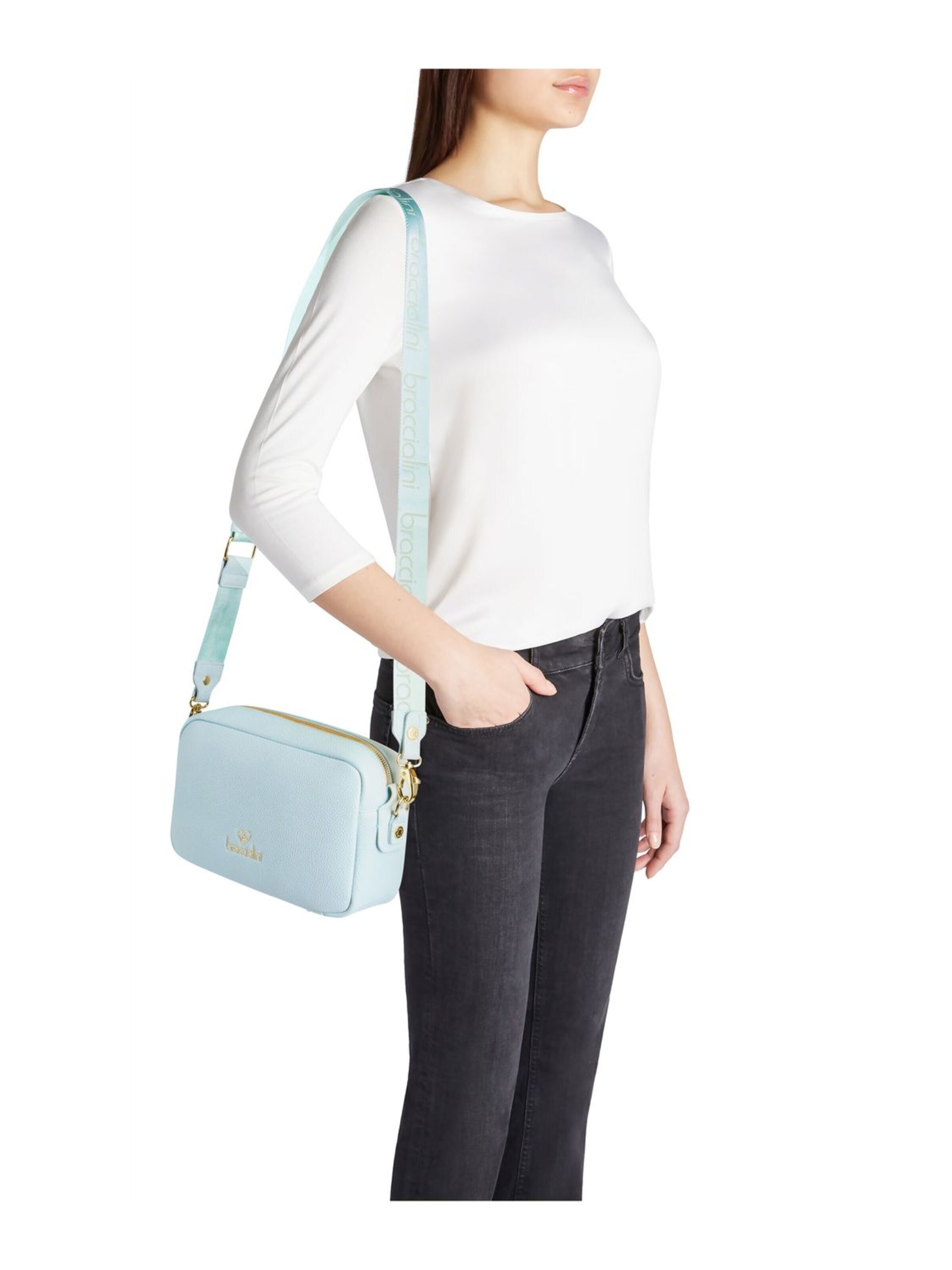Borsa a tracolla 'Jinny' di Braccialini in blu: frontale