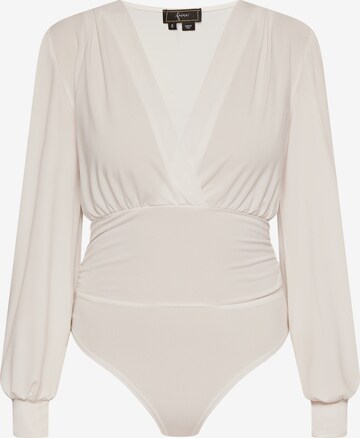 faina Shirt Bodysuit in White: front